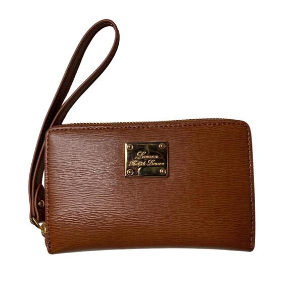 Lauren Ralph Lauren Handbags - Lauren Ralph Lauren Brown Leather Wristlet Clutch